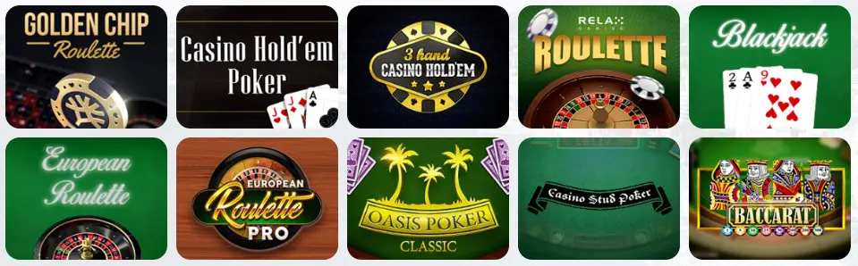 Jeux de table au Casino Disco