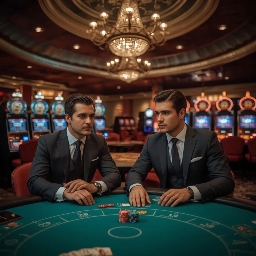 Deux joueurs de poker dans un CASINO DISCO